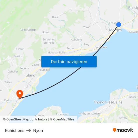 Echichens to Nyon map