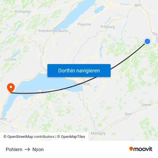 Pohlern to Nyon map