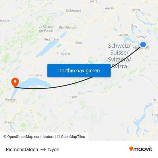 Riemenstalden to Nyon map