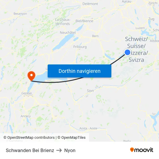 Schwanden Bei Brienz to Nyon map