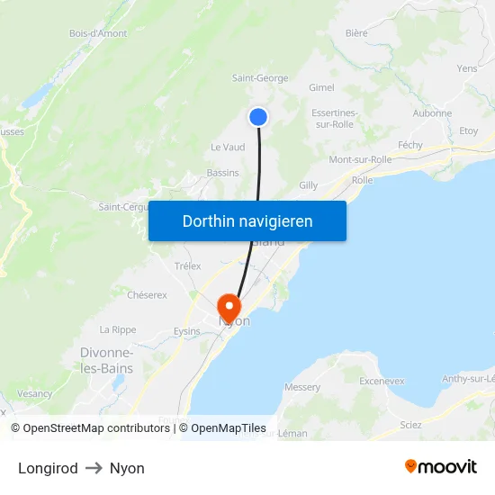 Longirod to Nyon map