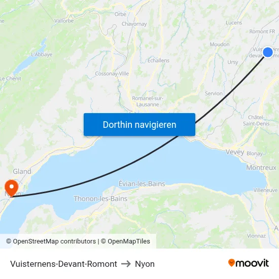 Vuisternens-Devant-Romont to Nyon map