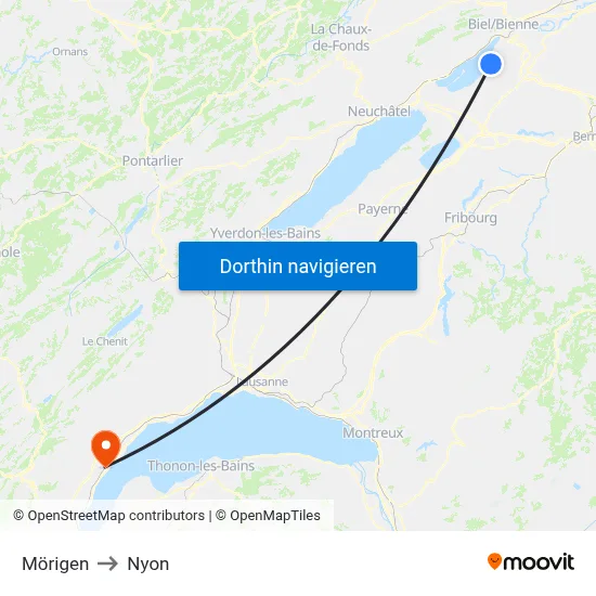 Mörigen to Nyon map
