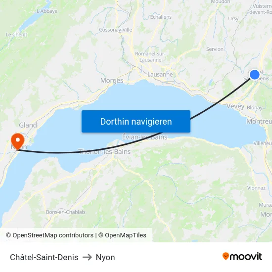 Châtel-Saint-Denis to Nyon map