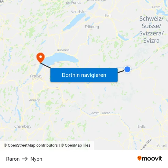 Raron to Nyon map