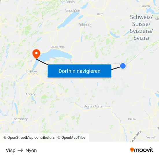 Visp to Nyon map