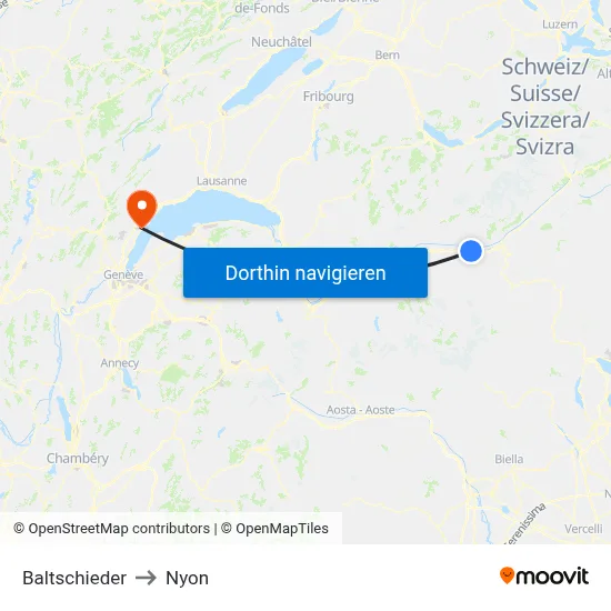 Baltschieder to Nyon map