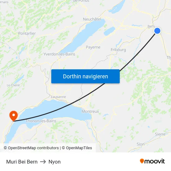 Muri Bei Bern to Nyon map