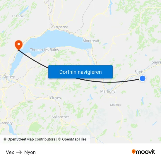 Vex to Nyon map