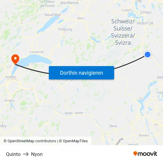 Quinto to Nyon map