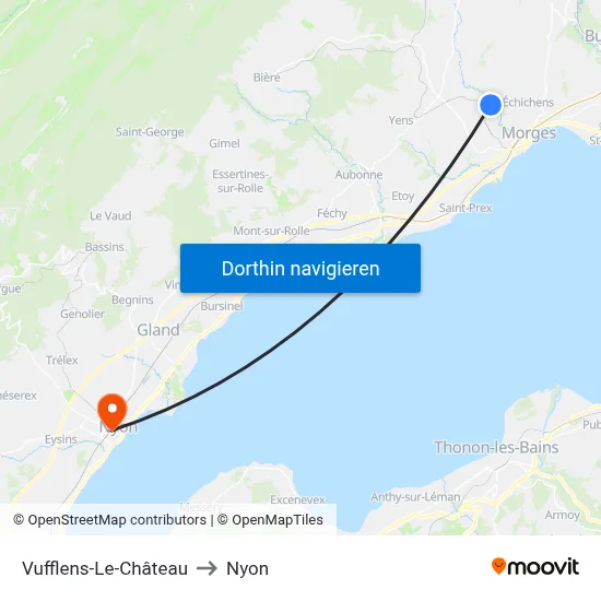 Vufflens-Le-Château to Nyon map