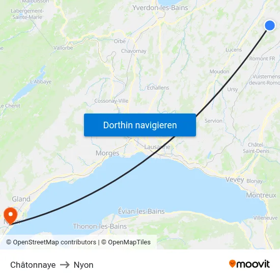 Châtonnaye to Nyon map