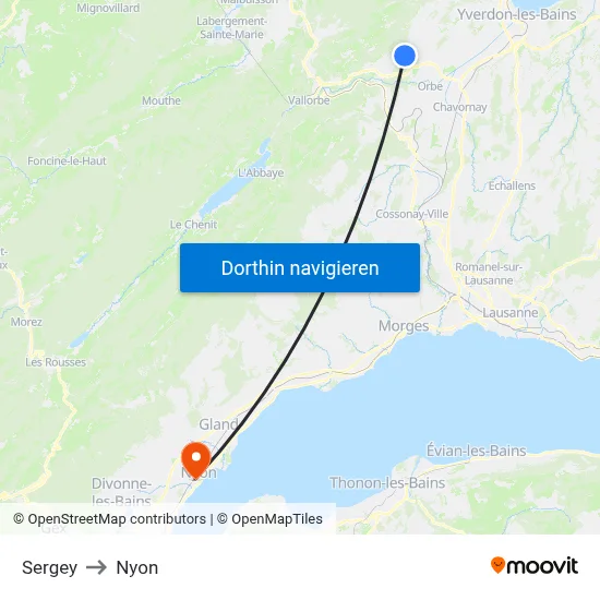 Sergey to Nyon map