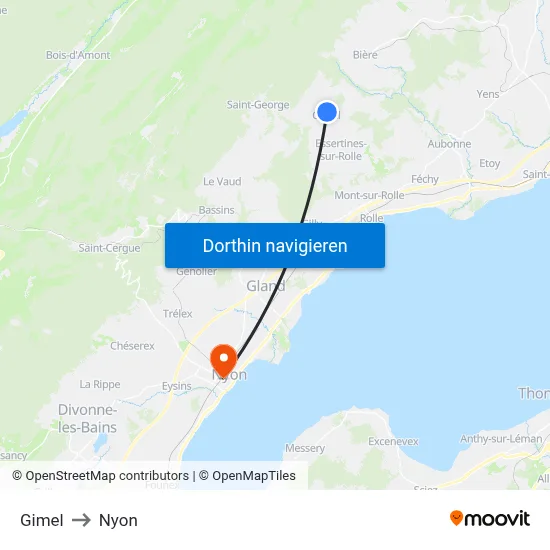 Gimel to Nyon map