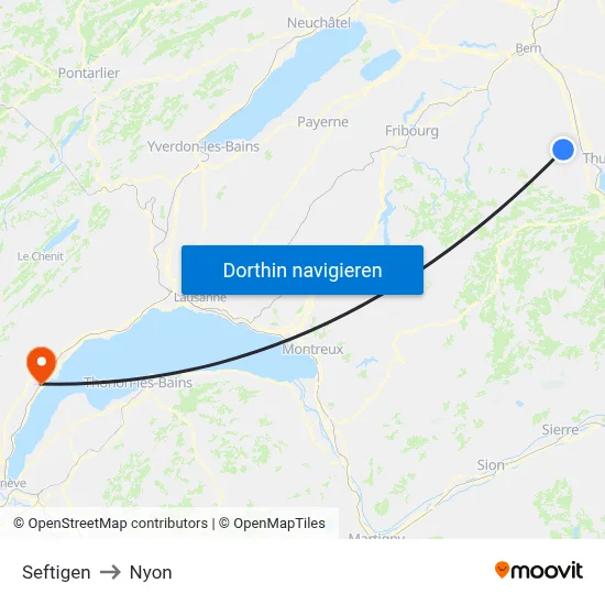 Seftigen to Nyon map