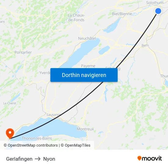 Gerlafingen to Nyon map