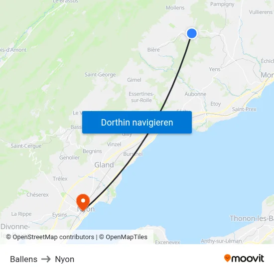 Ballens to Nyon map