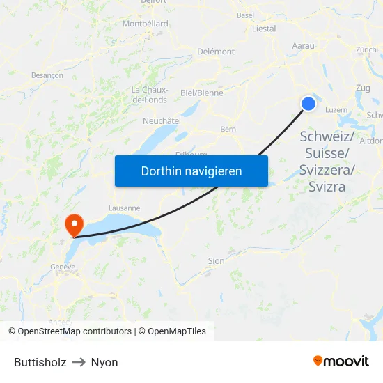 Buttisholz to Nyon map