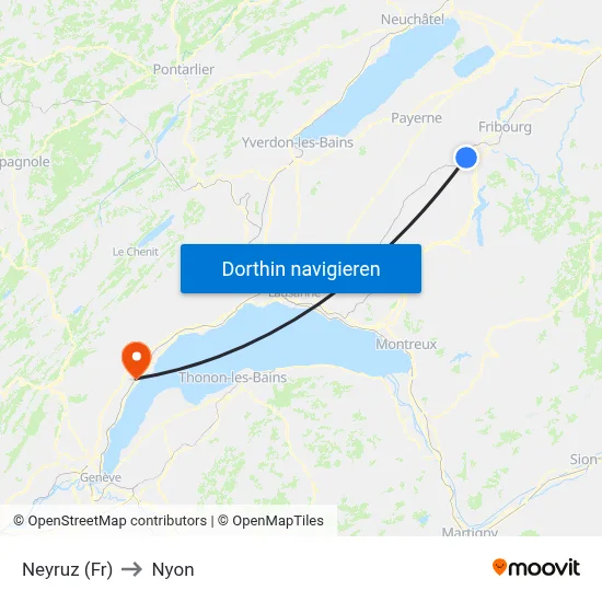 Neyruz (Fr) to Nyon map