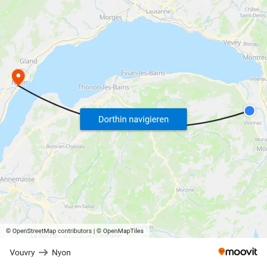 Vouvry to Nyon map