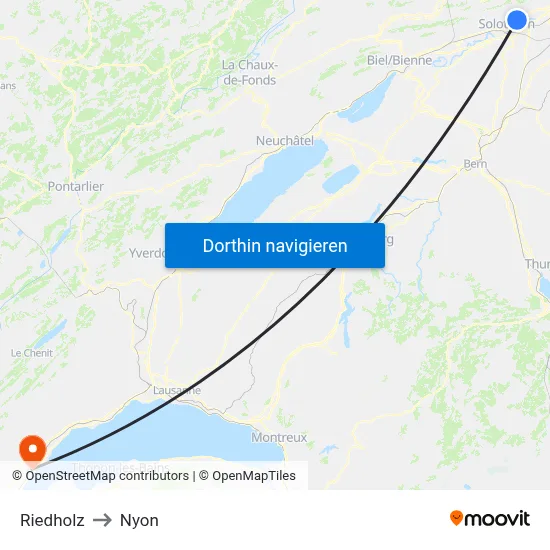Riedholz to Nyon map