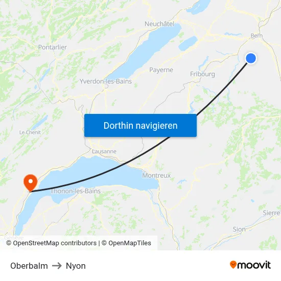 Oberbalm to Nyon map