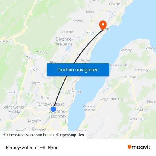 Ferney-Voltaire to Nyon map