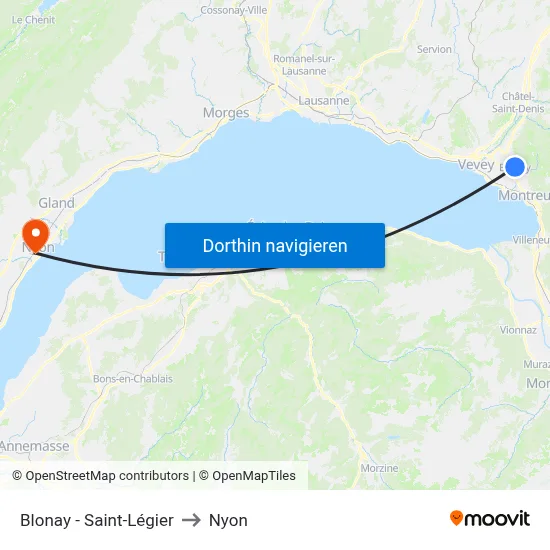 Blonay - Saint-Légier to Nyon map