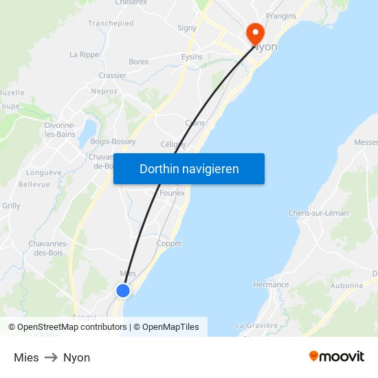 Mies to Nyon map