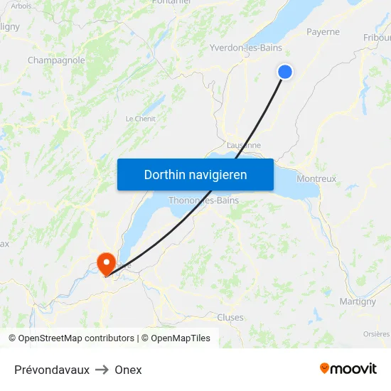 Prévondavaux to Onex map