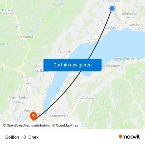 Gollion to Onex map