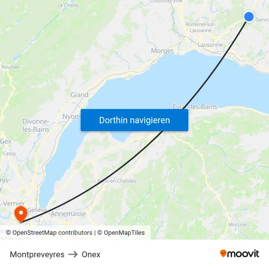 Montpreveyres to Onex map