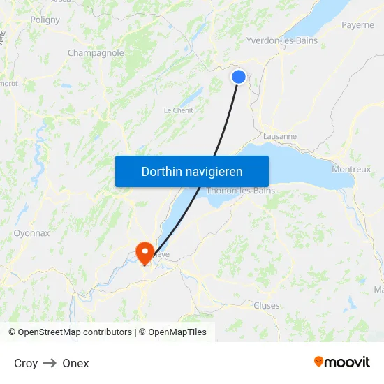 Croy to Onex map