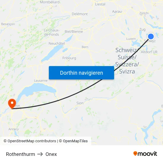 Rothenthurm to Onex map
