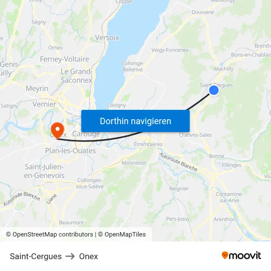 Saint-Cergues to Onex map