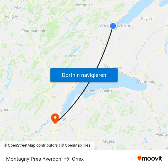 Montagny-Près-Yverdon to Onex map