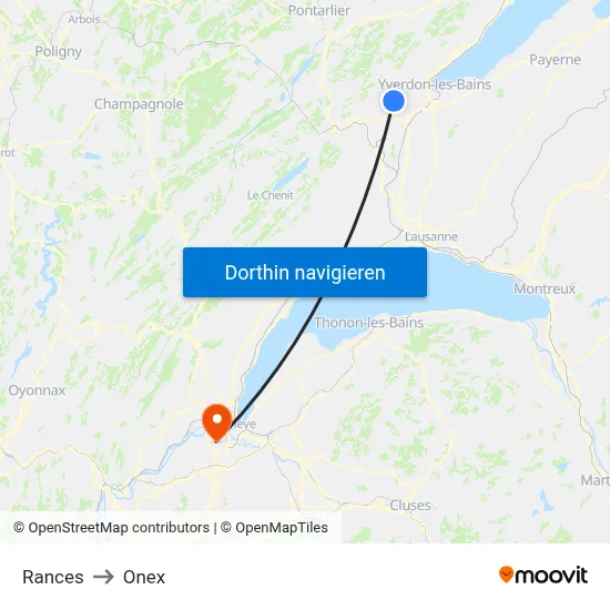 Rances to Onex map