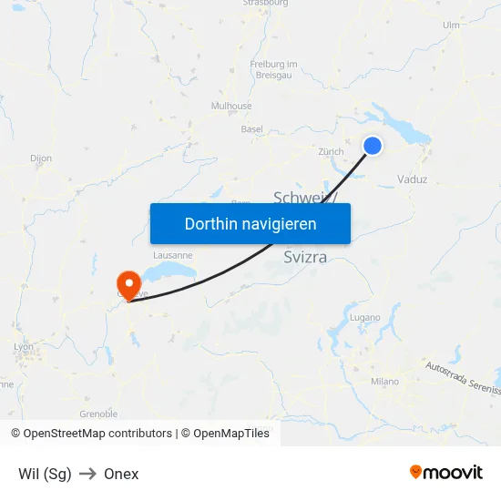 Wil (Sg) to Onex map