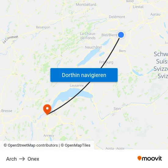 Arch to Onex map