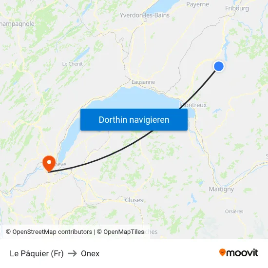 Le Pâquier (Fr) to Onex map