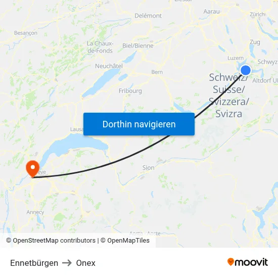 Ennetbürgen to Onex map