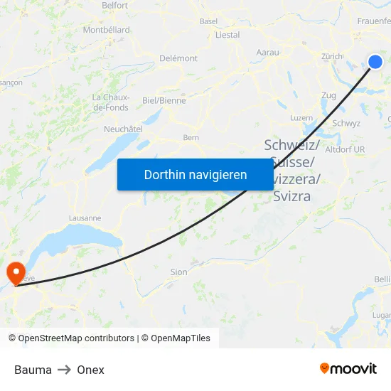 Bauma to Onex map
