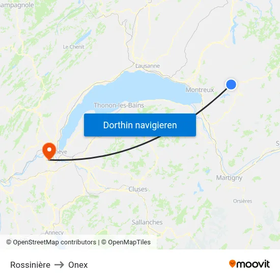 Rossinière to Onex map