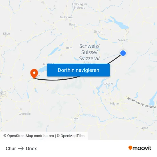 Chur to Onex map