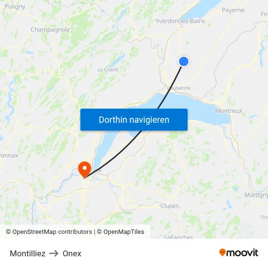Montilliez to Onex map