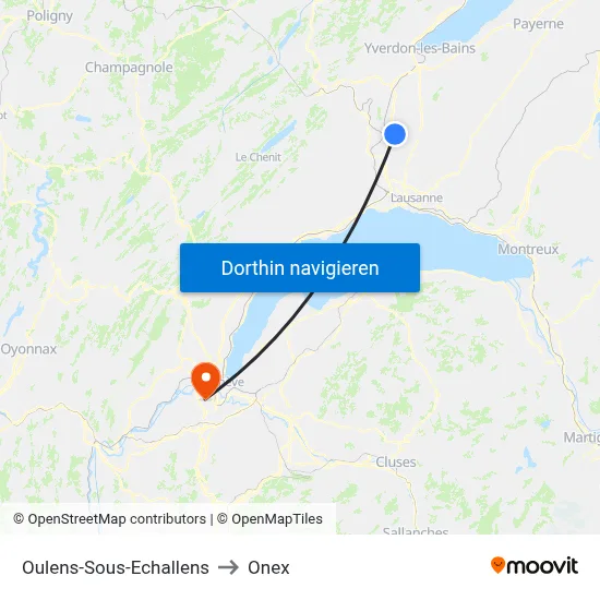 Oulens-Sous-Echallens to Onex map