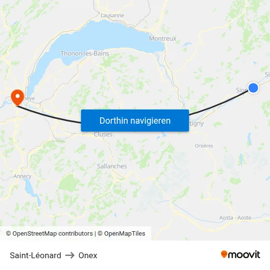 Saint-Léonard to Onex map