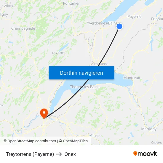 Treytorrens (Payerne) to Onex map
