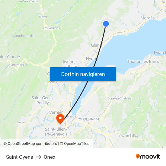 Saint-Oyens to Onex map