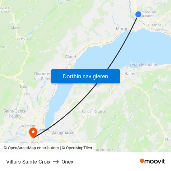 Villars-Sainte-Croix to Onex map